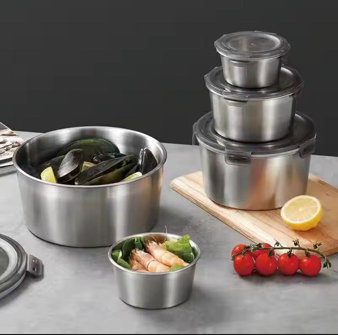 4pcs Stainless Steel Round Food Storage Containers, Kitchen Sealed Leakproof Lunch Box, Portable Picnic Bento Food Storage Box Container 4pcs Stainless Steel Round Food Storage Containers, Kitchen Sealed Leakproof Lunch Box, Portable Picnic Bento Food Storage Box Container